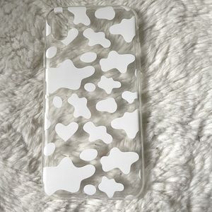 white/clear cow print phone case